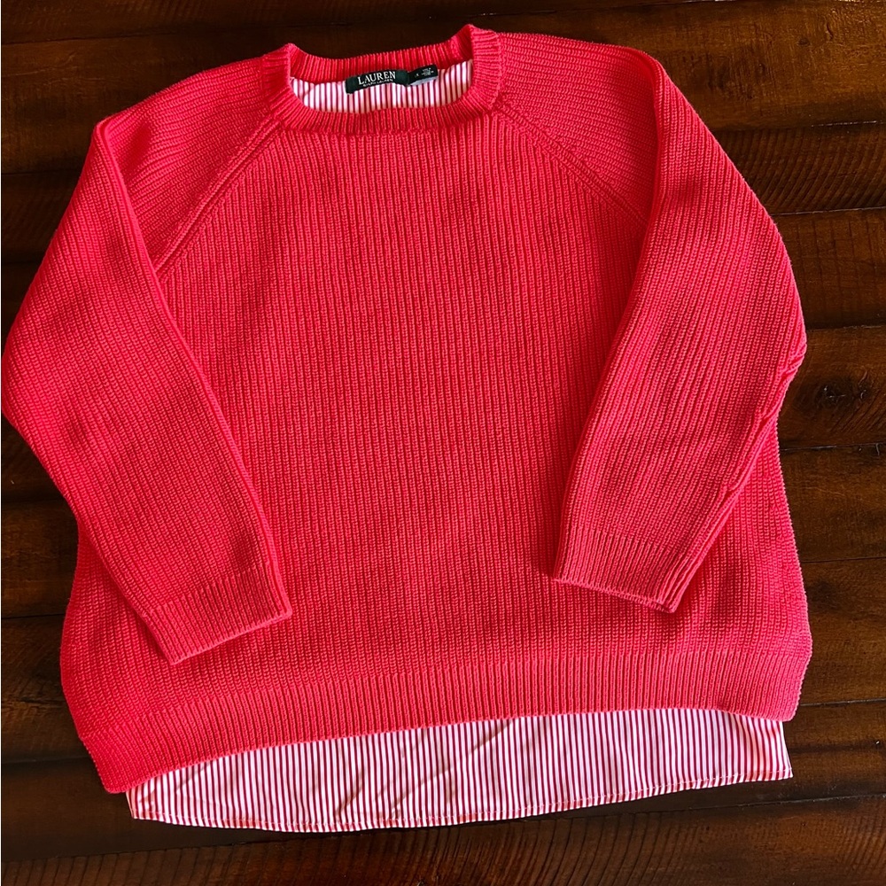 Ralph Lauren Women's orange/red colored Crew Neck Sweater